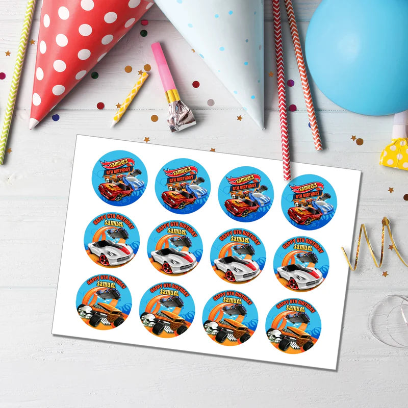 Hot Wheels Cars Personalized Cupcake Toppers Printable