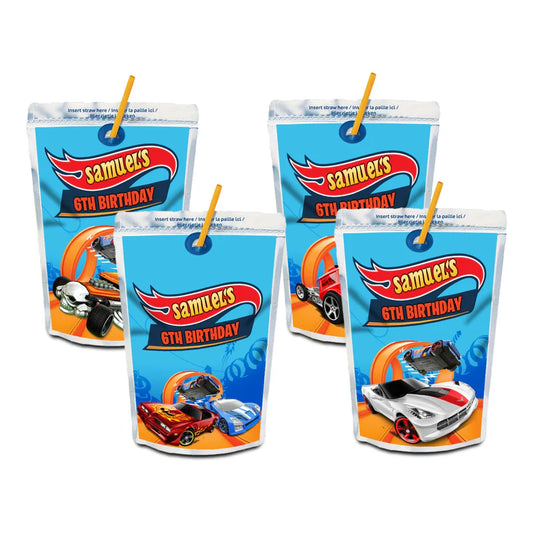 Hot Wheels Cars Juice Pouch Label