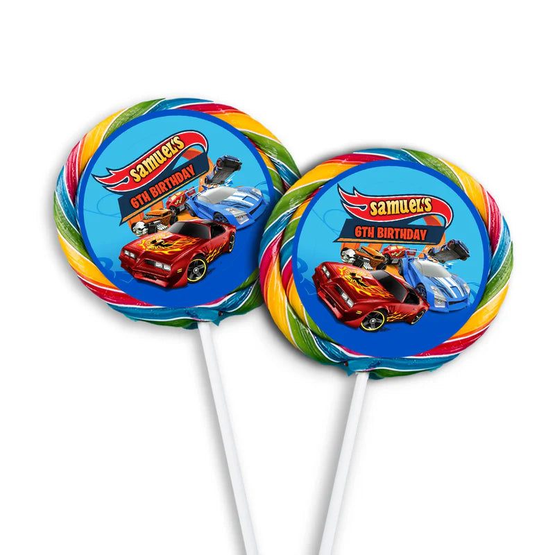 Hot Wheels Cars Lollipop Label