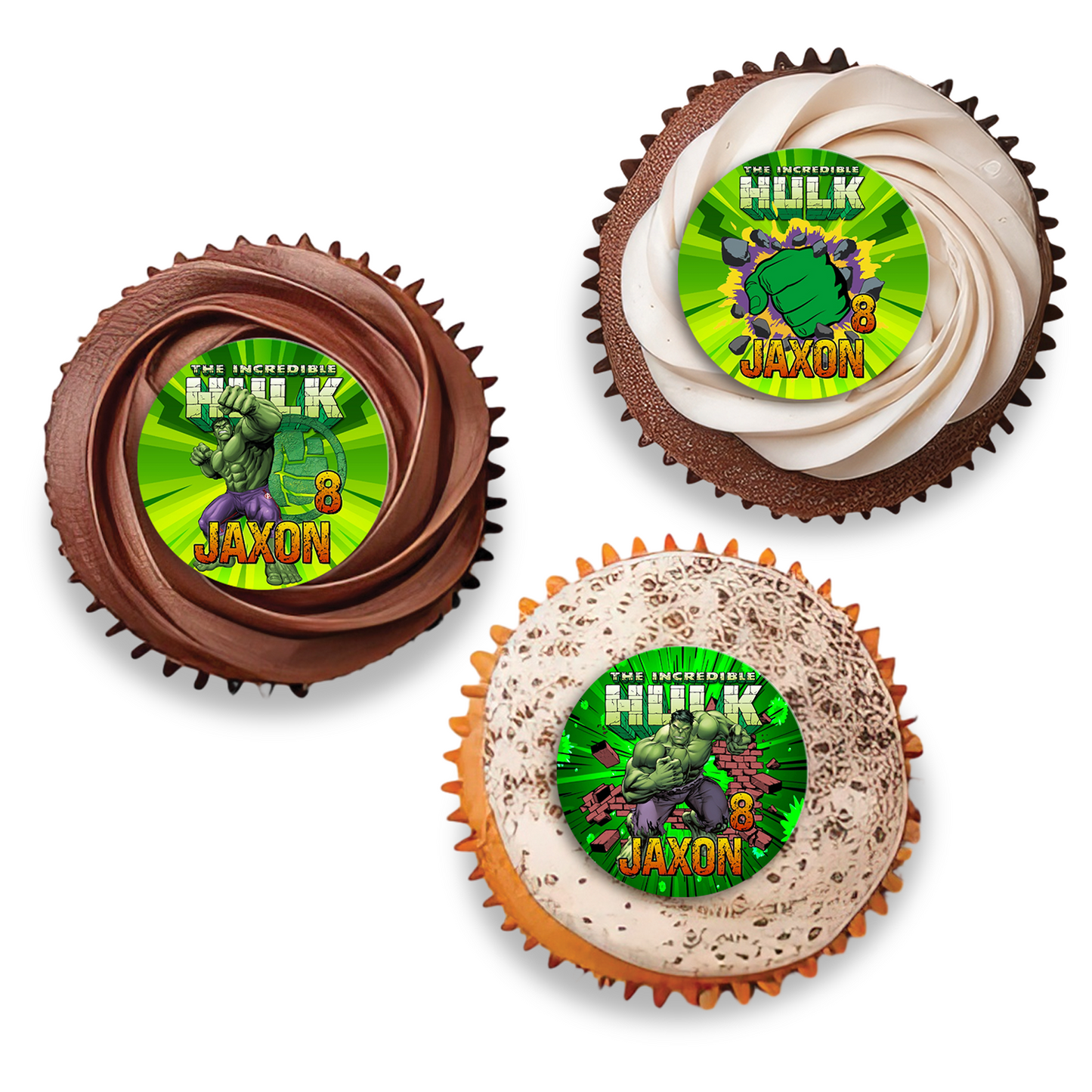 Personalized Incredible Hulk Cupcakes Toppers for birthdays