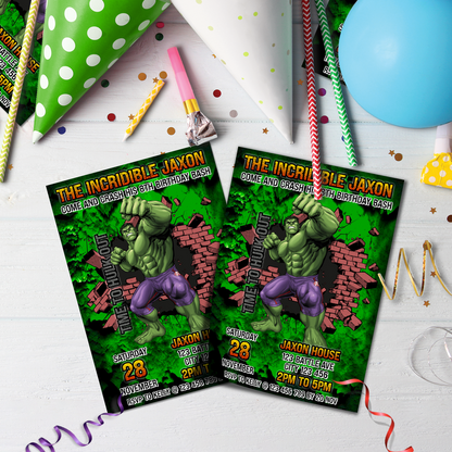 Hulk Birthday Decorations, Marvel The Avenger Party Supplies, Superhero Themed, Hulk Hands Digital Template, Editable The Incredible Hulk Image SVG PNG