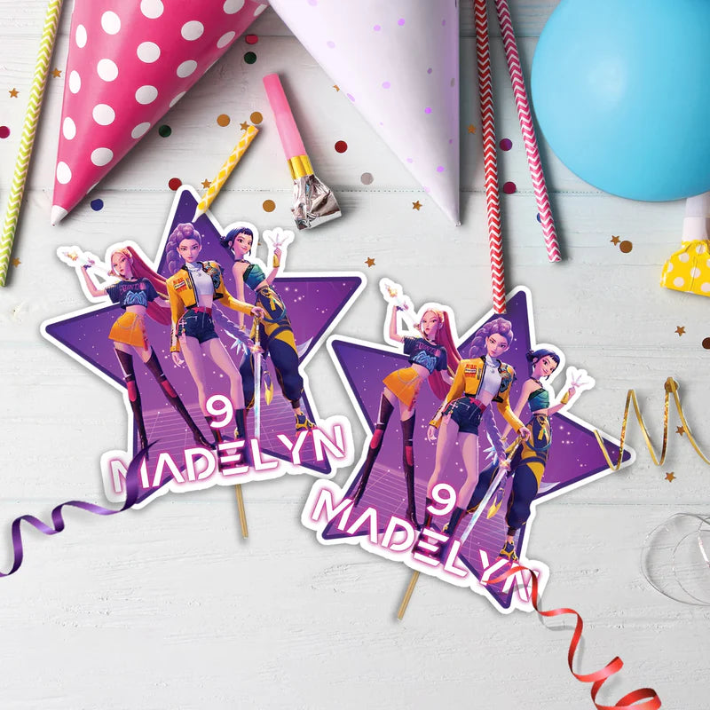 Demon Hunters Birthday Decorations, Huntrix Party Supplies, Kpop Demon Hunters Themed, Demon Hunters Digital Template, Editable Huntrix Kpop Demon Hunters Image SVG PNG