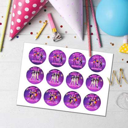 Huntrix Kpop Demon Hunters cupcake toppers birthday party set