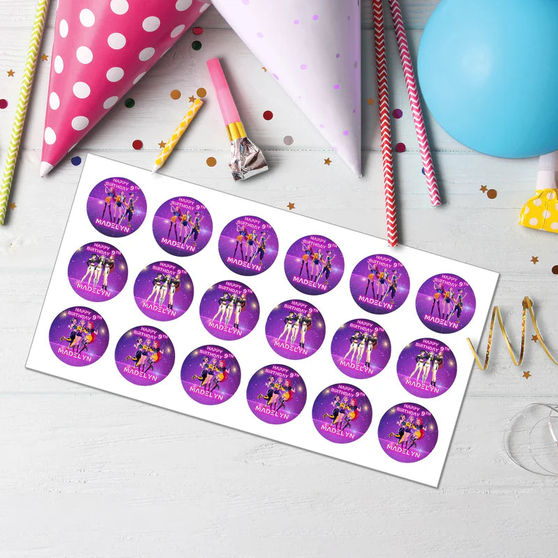 Huntrix Kpop Demon Hunters cupcake toppers birthday party set