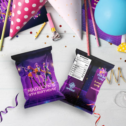 Demon Hunters Birthday Decorations, Huntrix Party Supplies, Kpop Demon Hunters Themed, Demon Hunters Digital Template, Editable Huntrix Kpop Demon Hunters Image SVG PNG