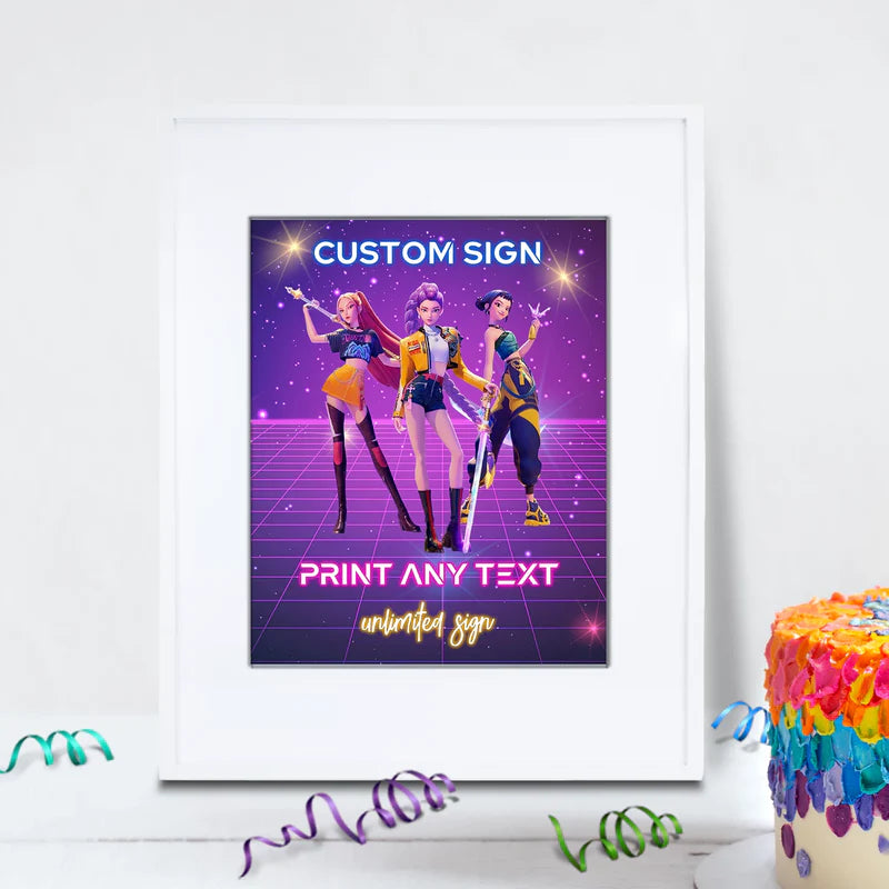 Demon Hunters Birthday Decorations, Huntrix Party Supplies, Kpop Demon Hunters Themed, Demon Hunters Digital Template, Editable Huntrix Kpop Demon Hunters Image SVG PNG