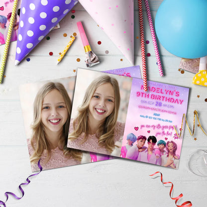 Saja Boys Birthday Decorations, Kpop Demon Hunters Party Supplies, Huntrix Themed, Huntrix Saja Boys Digital Template, Editable Huntrix vs Saja Boys Image SVG PNG