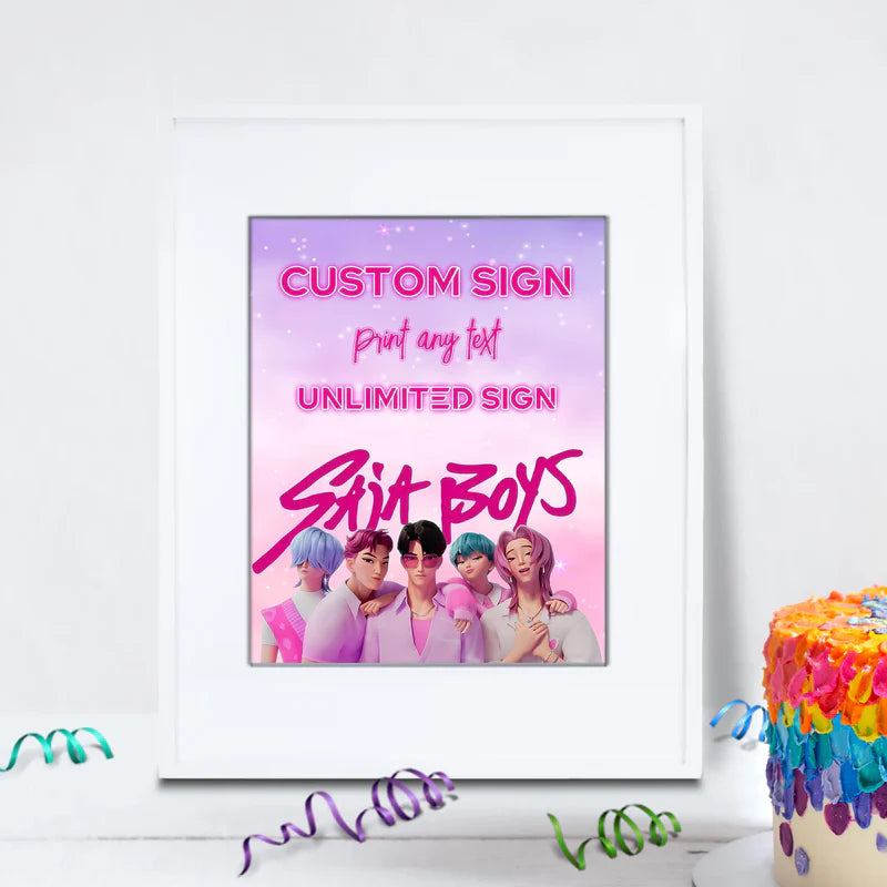 Saja Boys Birthday Decorations, Kpop Demon Hunters Party Supplies, Huntrix Themed, Huntrix Saja Boys Digital Template, Editable Huntrix vs Saja Boys Image SVG PNG