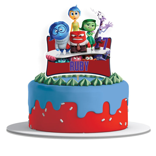 Custom Inside Out movie cake toppers for themed birthday parties