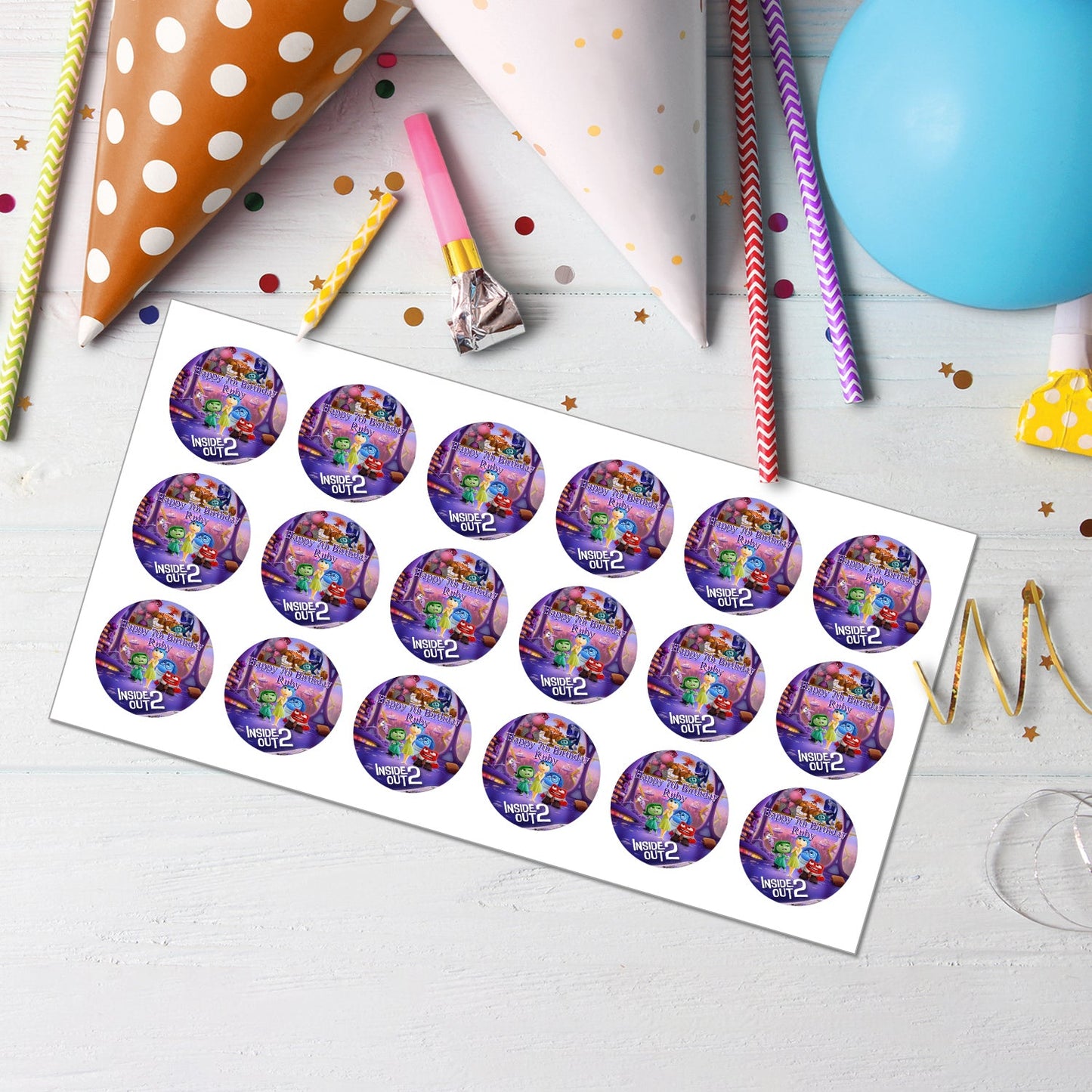 Inside Out Movie Cupcake Toppers - Personalized Touch for Sweet Celebrations