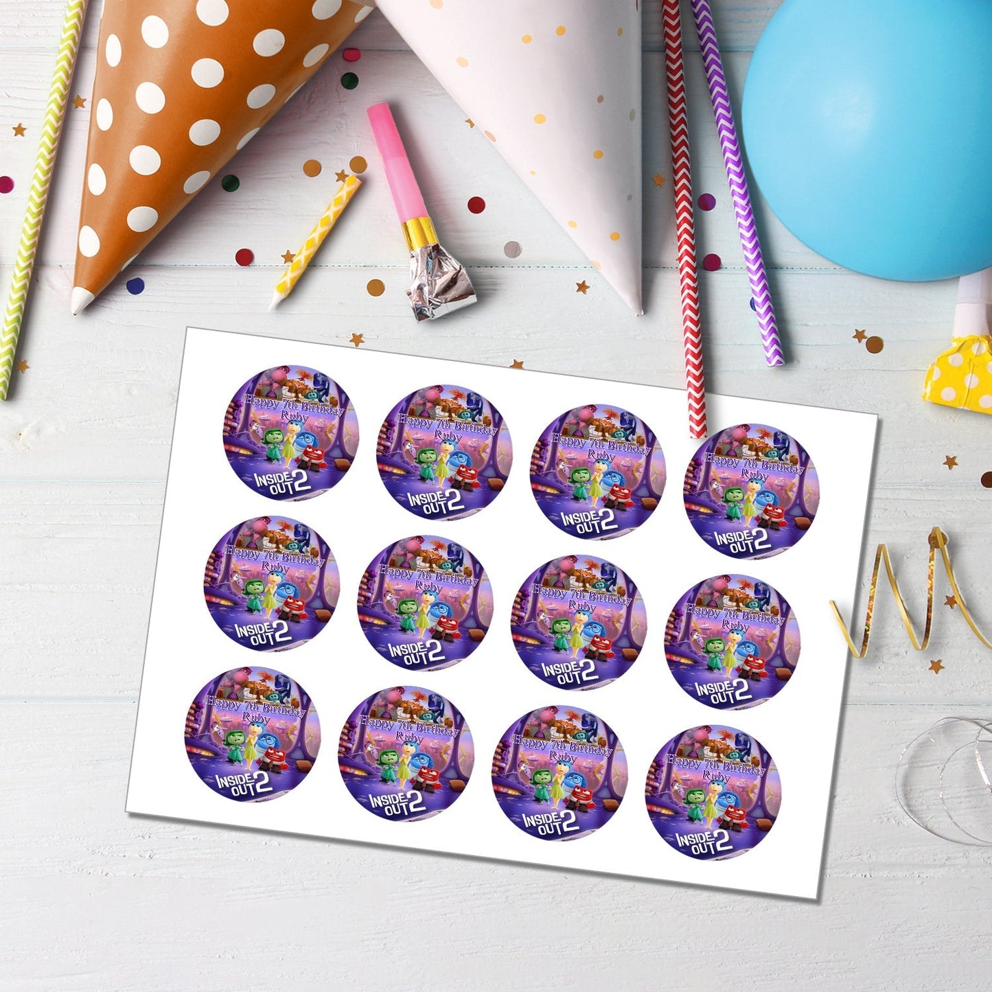 Inside Out Movie Cupcake Toppers - Personalized Touch for Sweet Celebrations