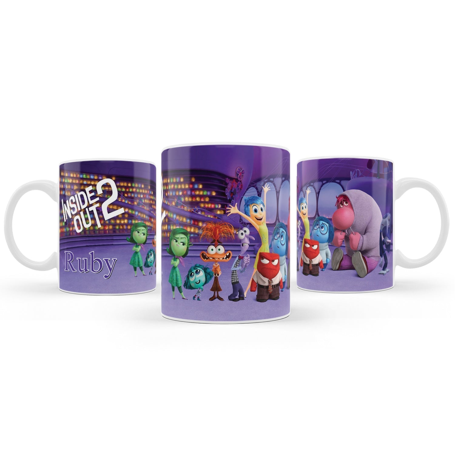 Sublimation mug with Inside Out movie artwork, customizable