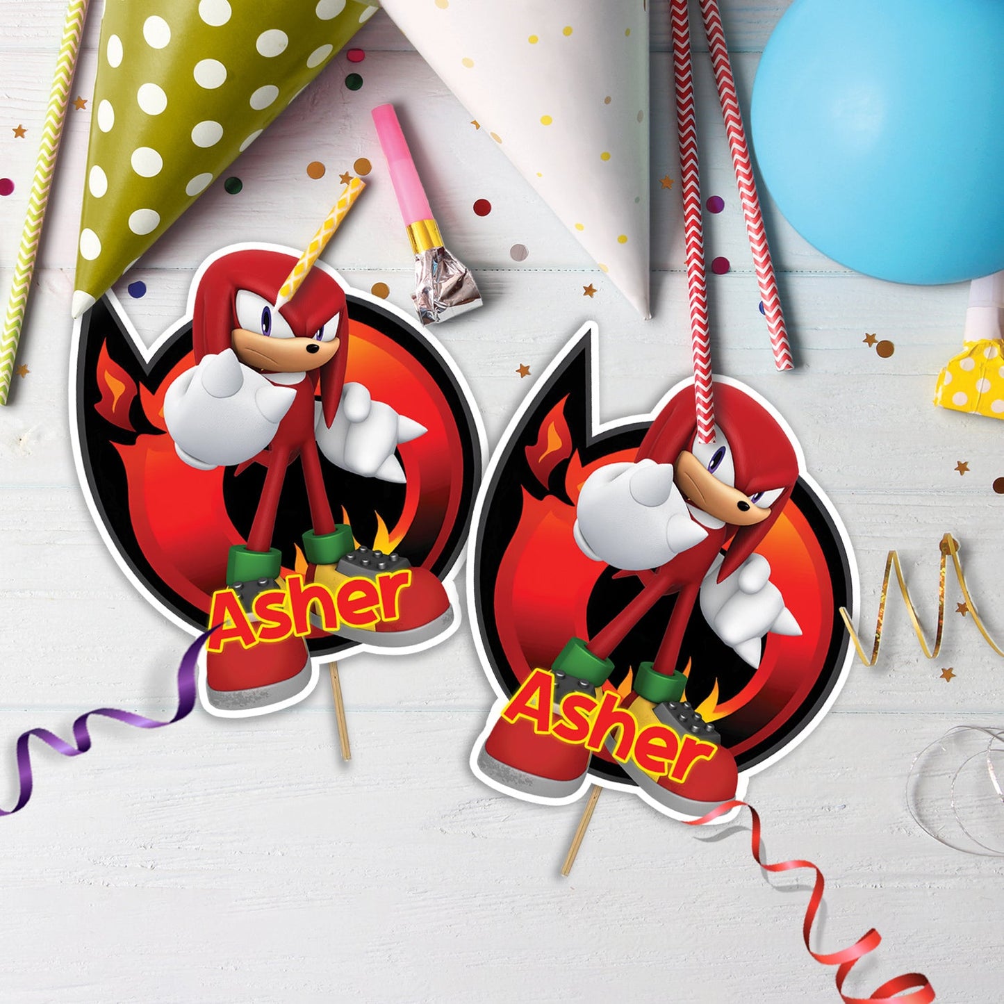 Sonic Knuckles Birthday Decorations, Sonic the Hedgehog Party Supplies, Sonic & Knuckles Themed, Knuckles Digital Template, Editable Knuckles the Echidna Image SVG PNG