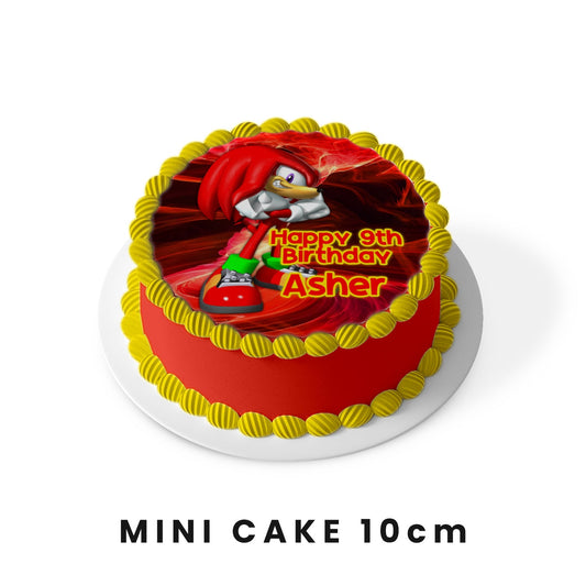 Round edible sheet cake images featuring Sonic Knuckles, personalized for your event
