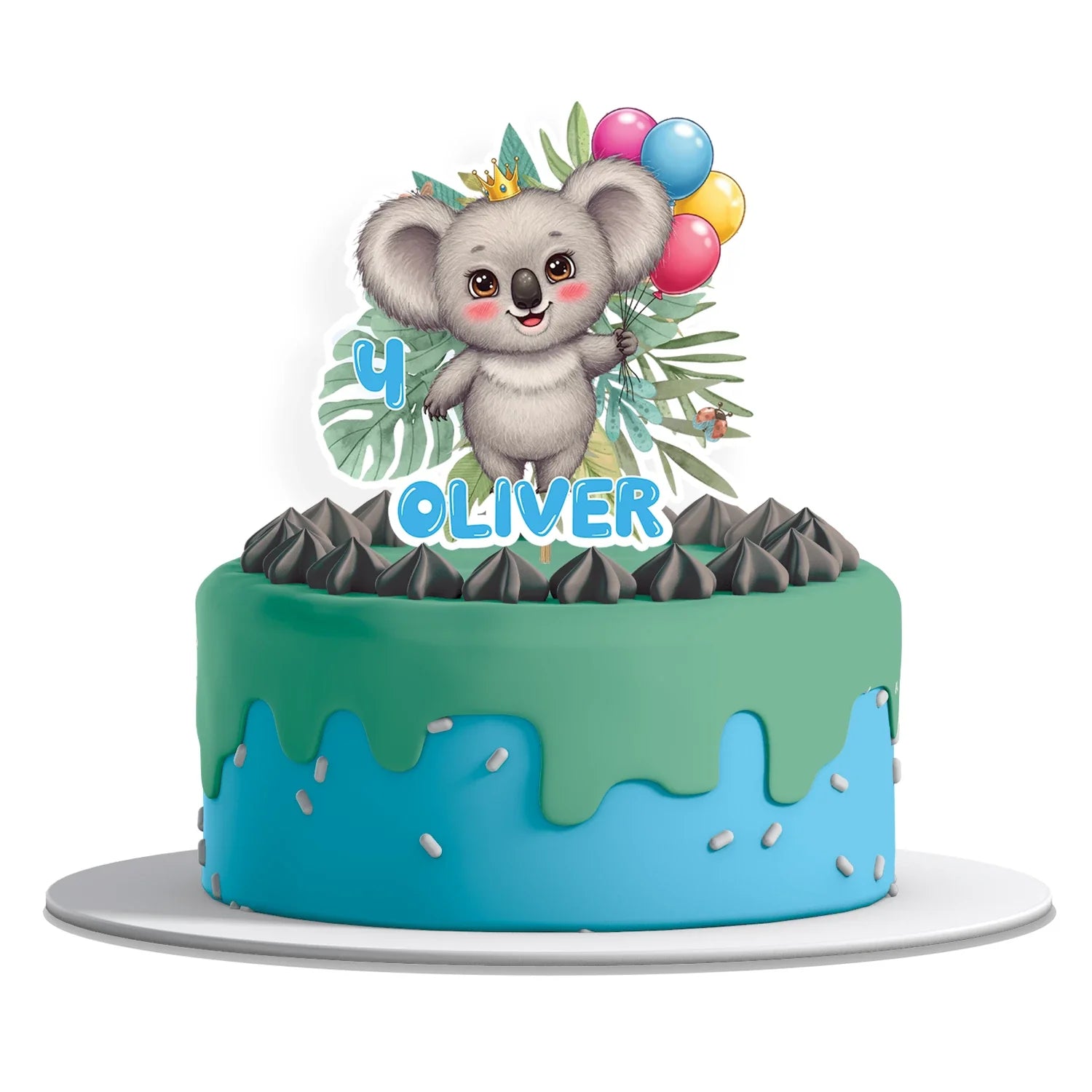 Custom koala-themed cake topper for birthdays and special events