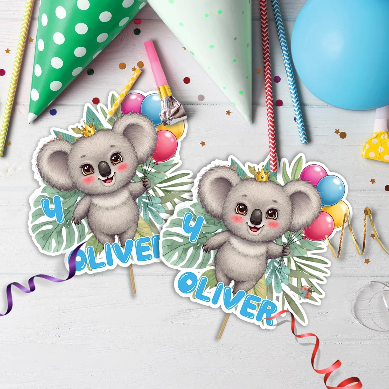 Koala Birthday Ideas Birthday Decorations, Koala Party Supplies, Koala Animal Themed, Koala Austalian Theme Digital Template, Editable Koala Image SVG PNG