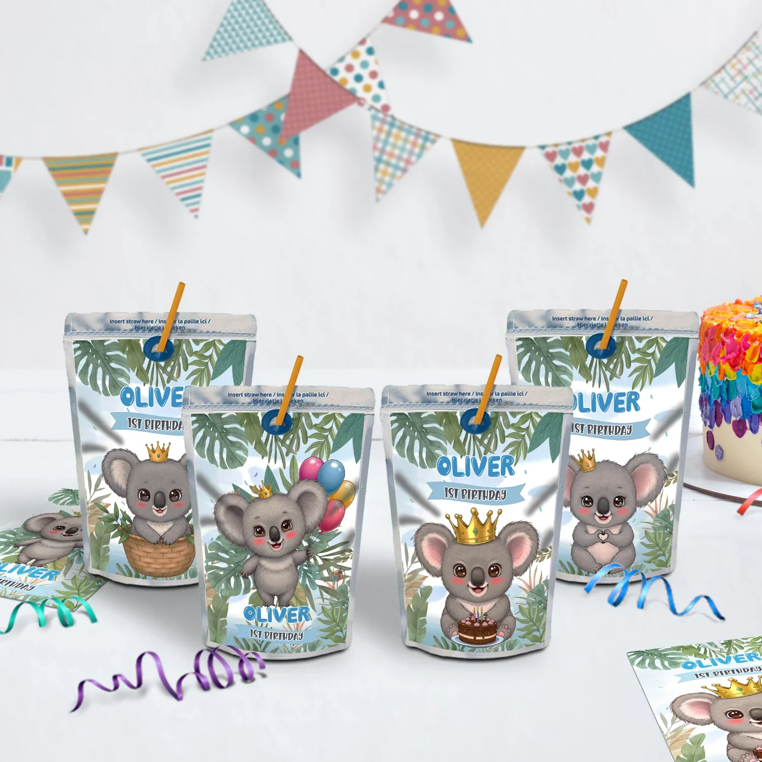 Koala Birthday Ideas Birthday Decorations, Koala Party Supplies, Koala Animal Themed, Koala Austalian Theme Digital Template, Editable Koala Image SVG PNG