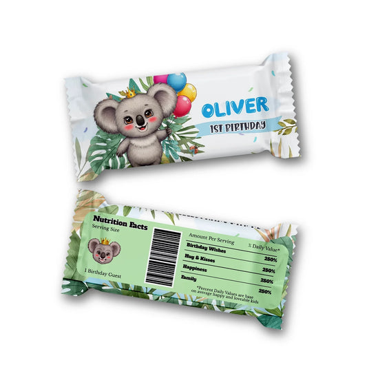 Custom koala snack labels for treats and candy bars