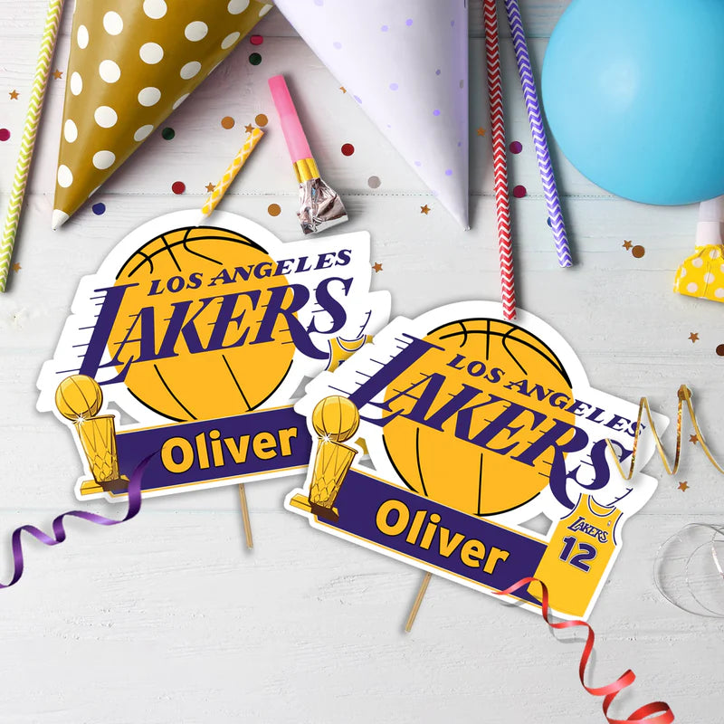 LA Lakers Birthday Decorations, NBA Team Party Supplies, Basketball Themed, Los Angeles Lakers Digital Template, Editable LA Lakers Image SVG PNG