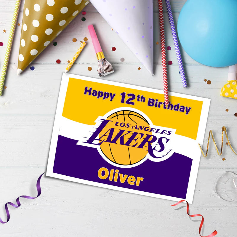 LA Lakers Edible Sheet Cake Topper Custom Full Sheet Design