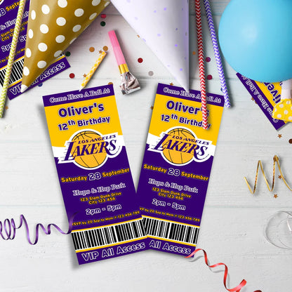 LA Lakers Birthday Decorations, NBA Team Party Supplies, Basketball Themed, Los Angeles Lakers Digital Template, Editable LA Lakers Image SVG PNG