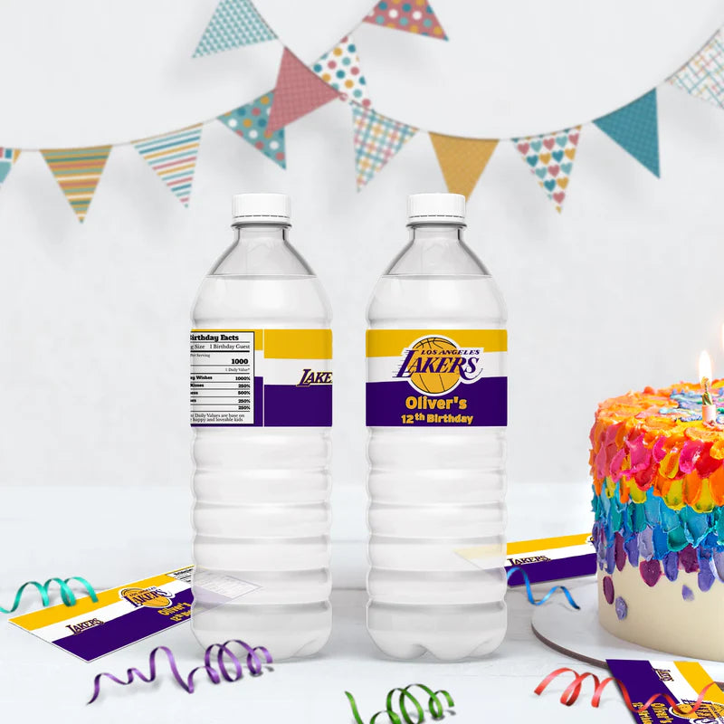 LA Lakers Birthday Decorations, NBA Team Party Supplies, Basketball Themed, Los Angeles Lakers Digital Template, Editable LA Lakers Image SVG PNG