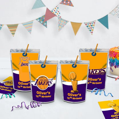 LA Lakers Birthday Decorations, NBA Team Party Supplies, Basketball Themed, Los Angeles Lakers Digital Template, Editable LA Lakers Image SVG PNG