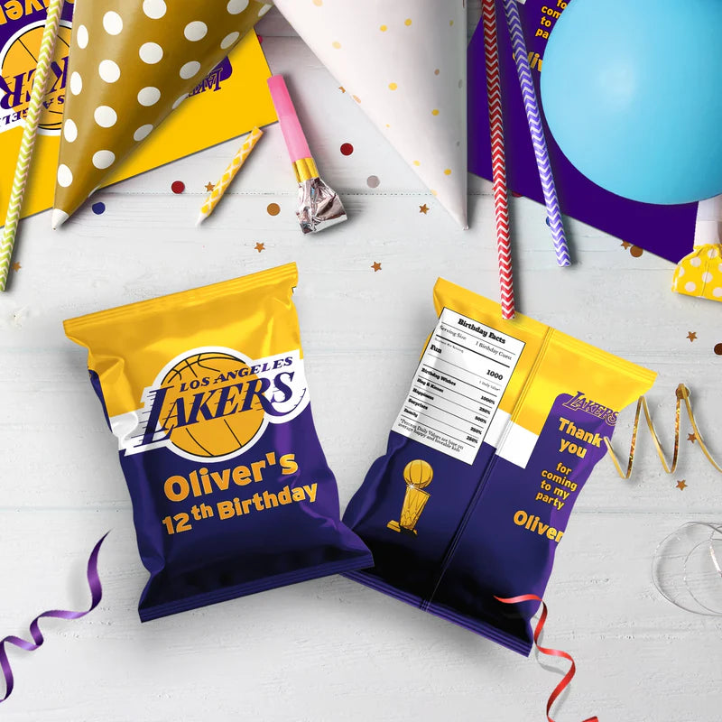 LA Lakers Birthday Decorations, NBA Team Party Supplies, Basketball Themed, Los Angeles Lakers Digital Template, Editable LA Lakers Image SVG PNG