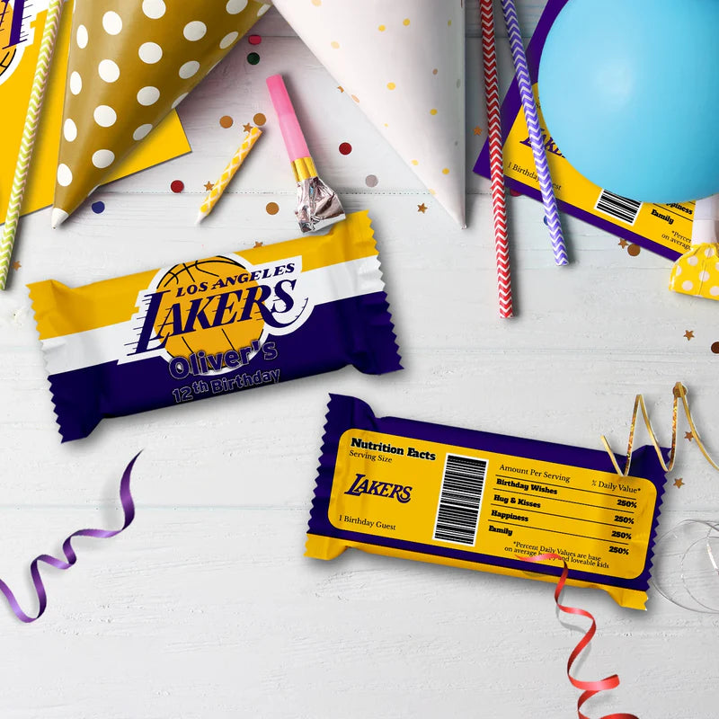 LA Lakers Birthday Decorations, NBA Team Party Supplies, Basketball Themed, Los Angeles Lakers Digital Template, Editable LA Lakers Image SVG PNG