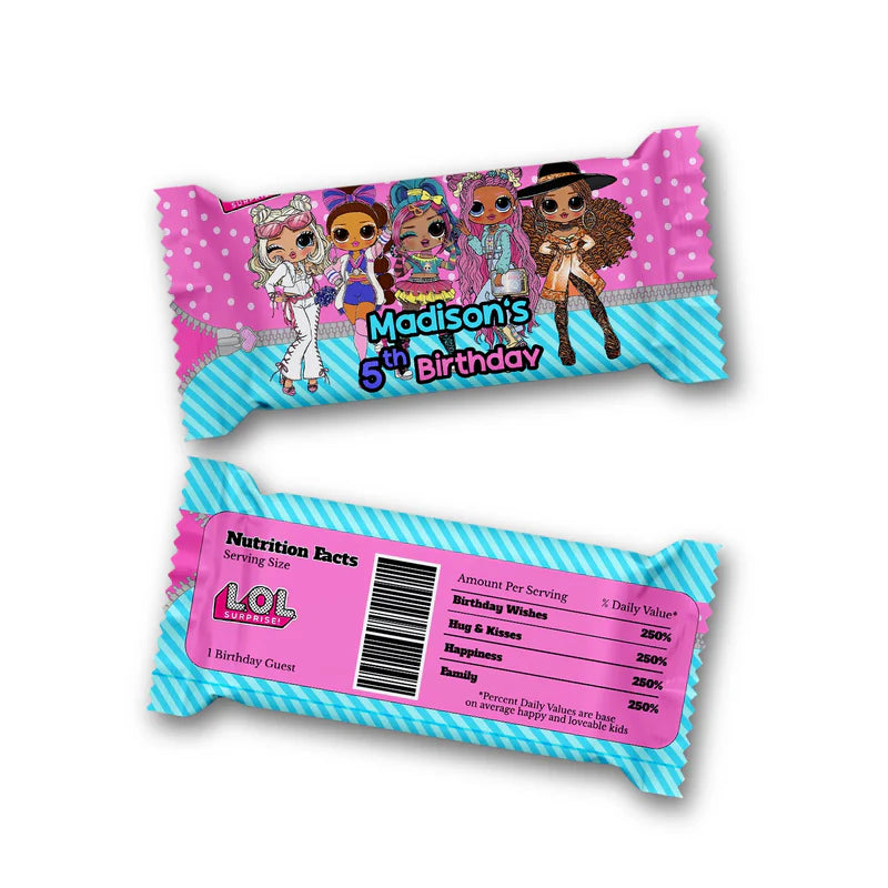 LOL Dolls Rice Krispies Treats Label and Candy Bar Label set with characters