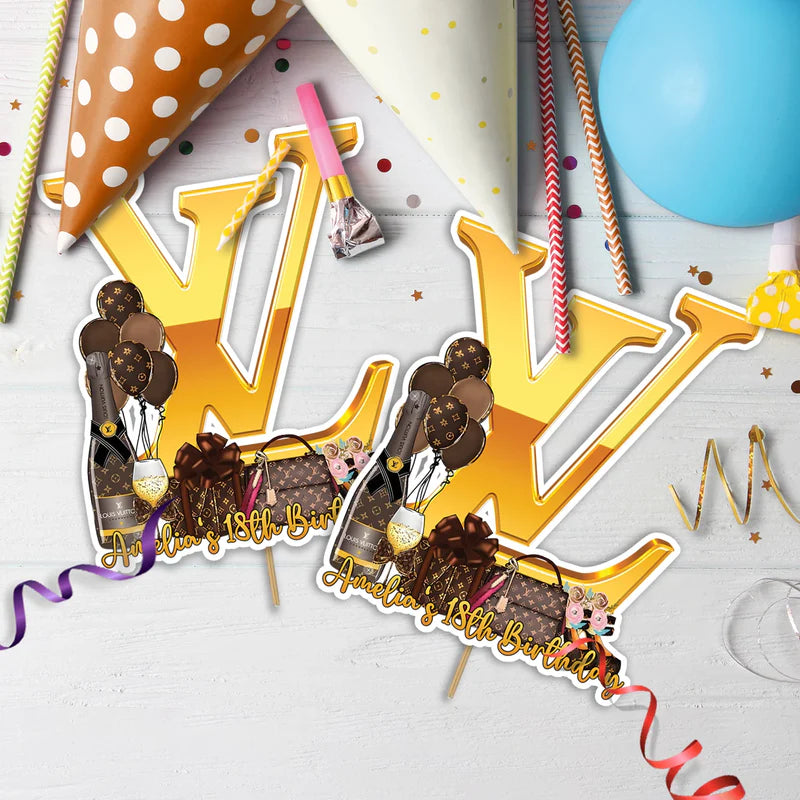 Louis Vuitton Inspired Birthday Decorations, LV Inspired Party Supplies, Louis Vuitton Inspired Themed, LV Style Inspired Digital Template, Editable Louis Vuitton Inspired Image SVG PNG