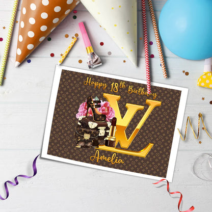 Louis Vuitton Inspired Edible Sheet Cake Topper Custom Birthday Design