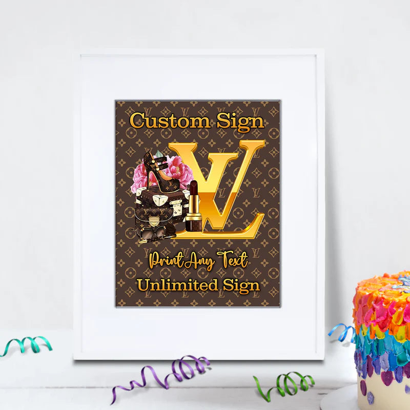 Louis Vuitton Inspired Birthday Decorations, LV Inspired Party Supplies, Louis Vuitton Inspired Themed, LV Style Inspired Digital Template, Editable Louis Vuitton Inspired Image SVG PNG