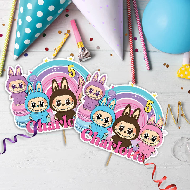 Labubu the monsters Birthday Decorations, Labubu Party Supplies, Labubu Themed, Labubu Digital Template, Editable Labubu Image SVG PNG