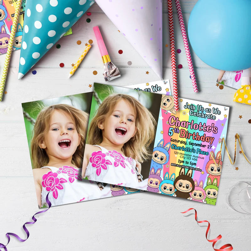 Labubu the monsters Birthday Decorations, Labubu Party Supplies, Labubu Themed, Labubu Digital Template, Editable Labubu Image SVG PNG