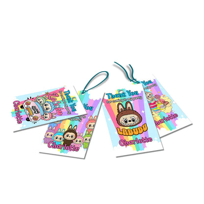 labubu favor tags, printable birthday thank you labels