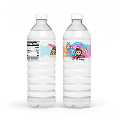 labubu water bottle label, personalized hydration wrap