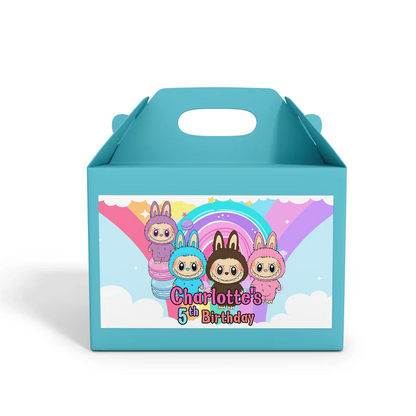 labubu treat box label, printable party favor box decor