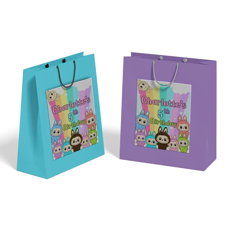labubu goodie bag label, custom party gift sack sticker