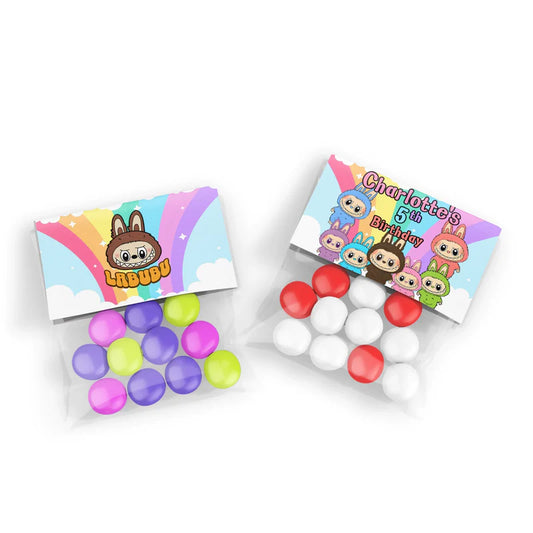 labubu treat bag topper, fold-over candy bag label