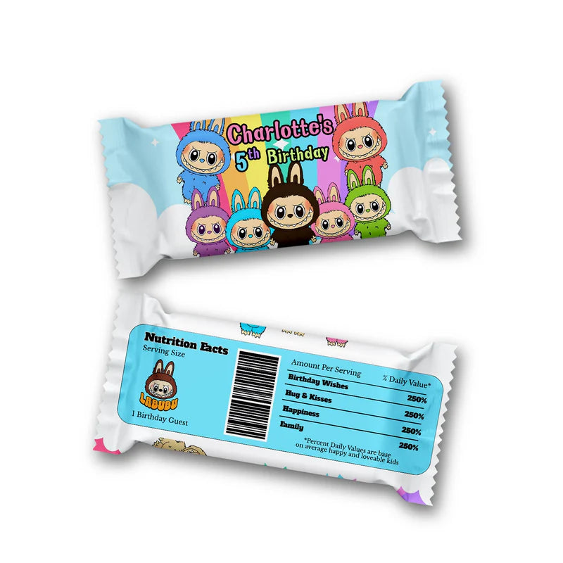 labubu rice krispies, candy bar wrapper, printable treat labels