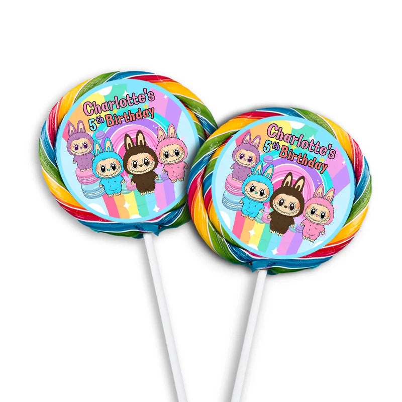 labubu lollipop label, custom sweet treat sticker