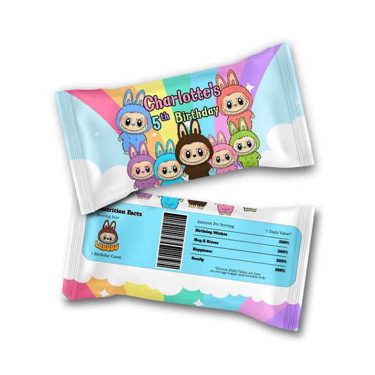 labubu skittles label, personalized candy bag wrap