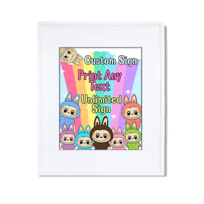 labubu custom sign, digital party direction poster