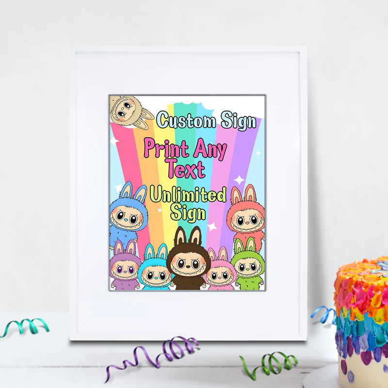 Labubu the monsters Birthday Decorations, Labubu Party Supplies, Labubu Themed, Labubu Digital Template, Editable Labubu Image SVG PNG