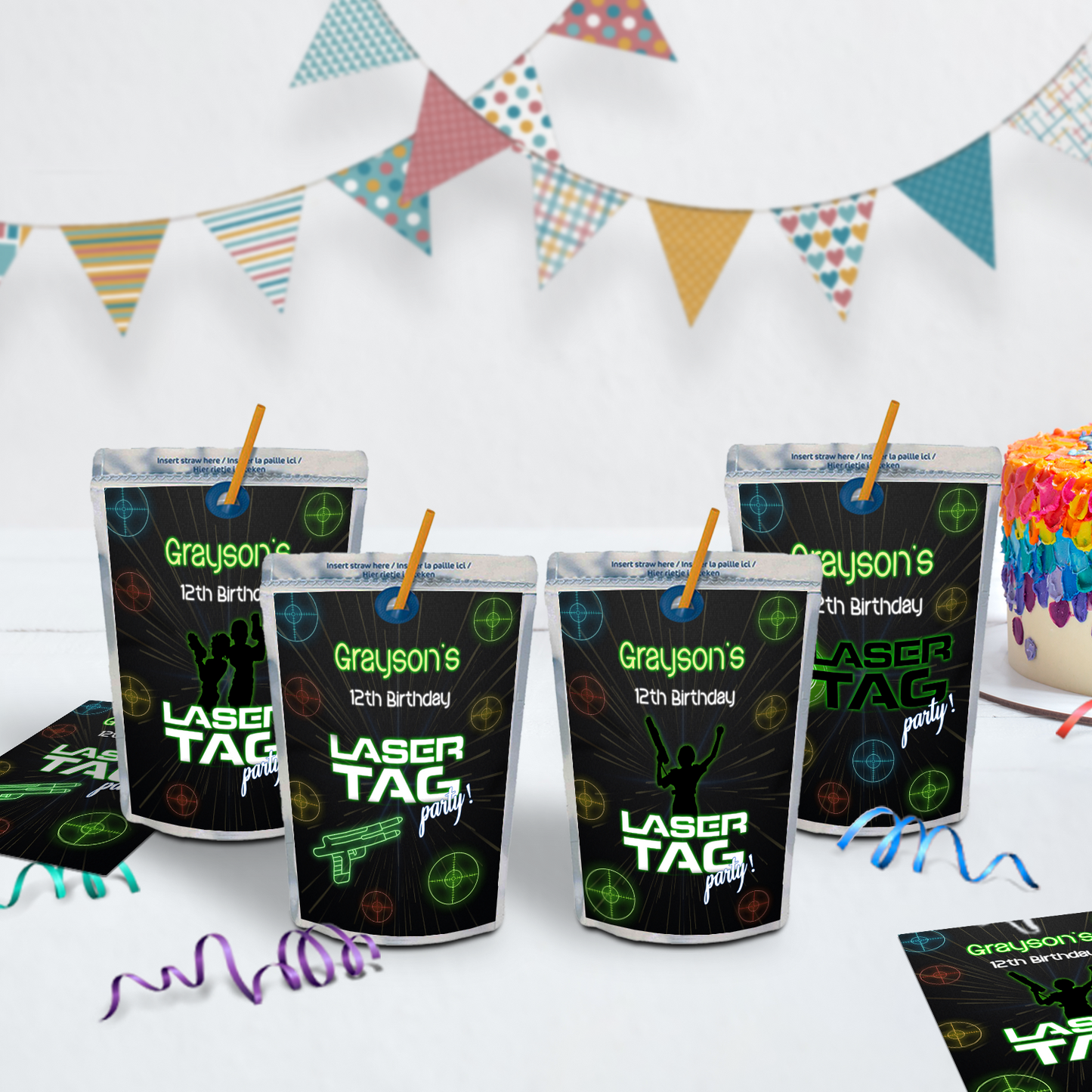 Laser Tag Birthday Decorations, Laser Gun Party Supplies, Laser War Themed, Gun War Digital Template, Editable Laser Tag Image SVG PNG