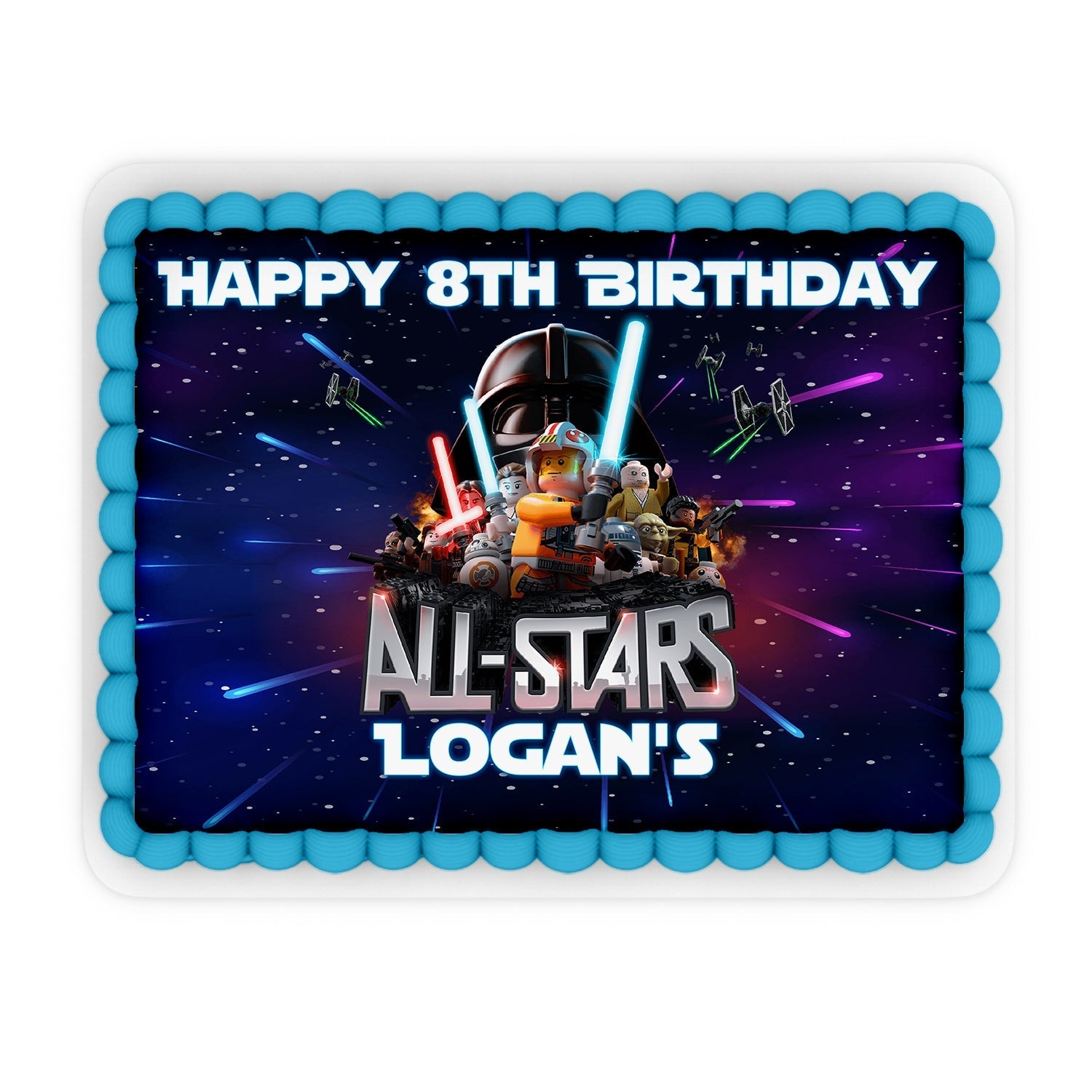 Rectangular Lego Star Wars personalized edible cake images