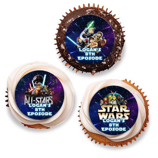 Personalized Lego Star Wars cupcake toppers for celebrations
