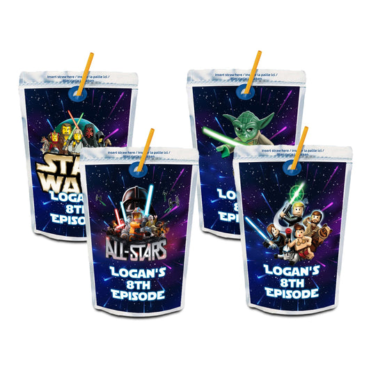 Lego Star Wars themed juice pouch labels for parties