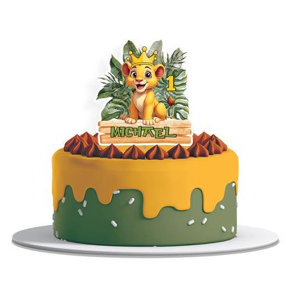 Cute Lion Personalized Cake Topper for Birthday Party